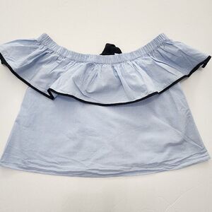 Zara Off-Shoulder - Size S - Back Tie Ruffle Top Baby Blye